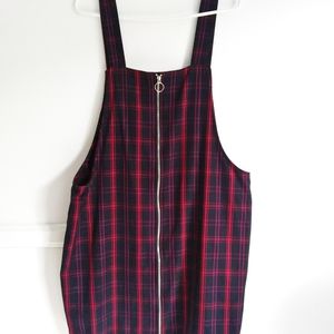 Blue and Red plaid overall dress